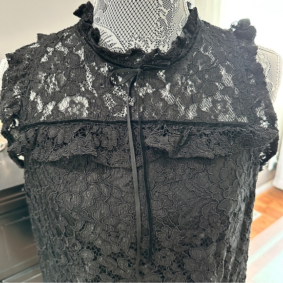 Ambiance Black Lace Mock Neck Date Night Top Large - Picture 3 of 14